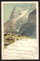 Künstler-AK Mürren, Blick auf den Ort