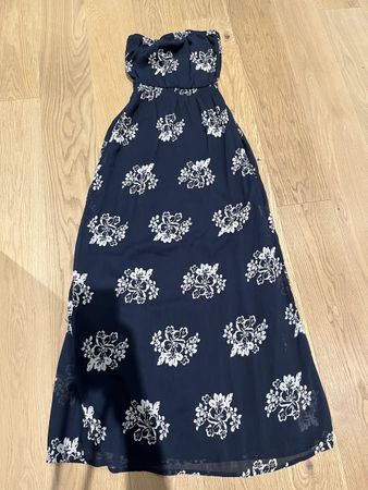 Langes blaues geblümtes Kleid, Hollister, Gr. S