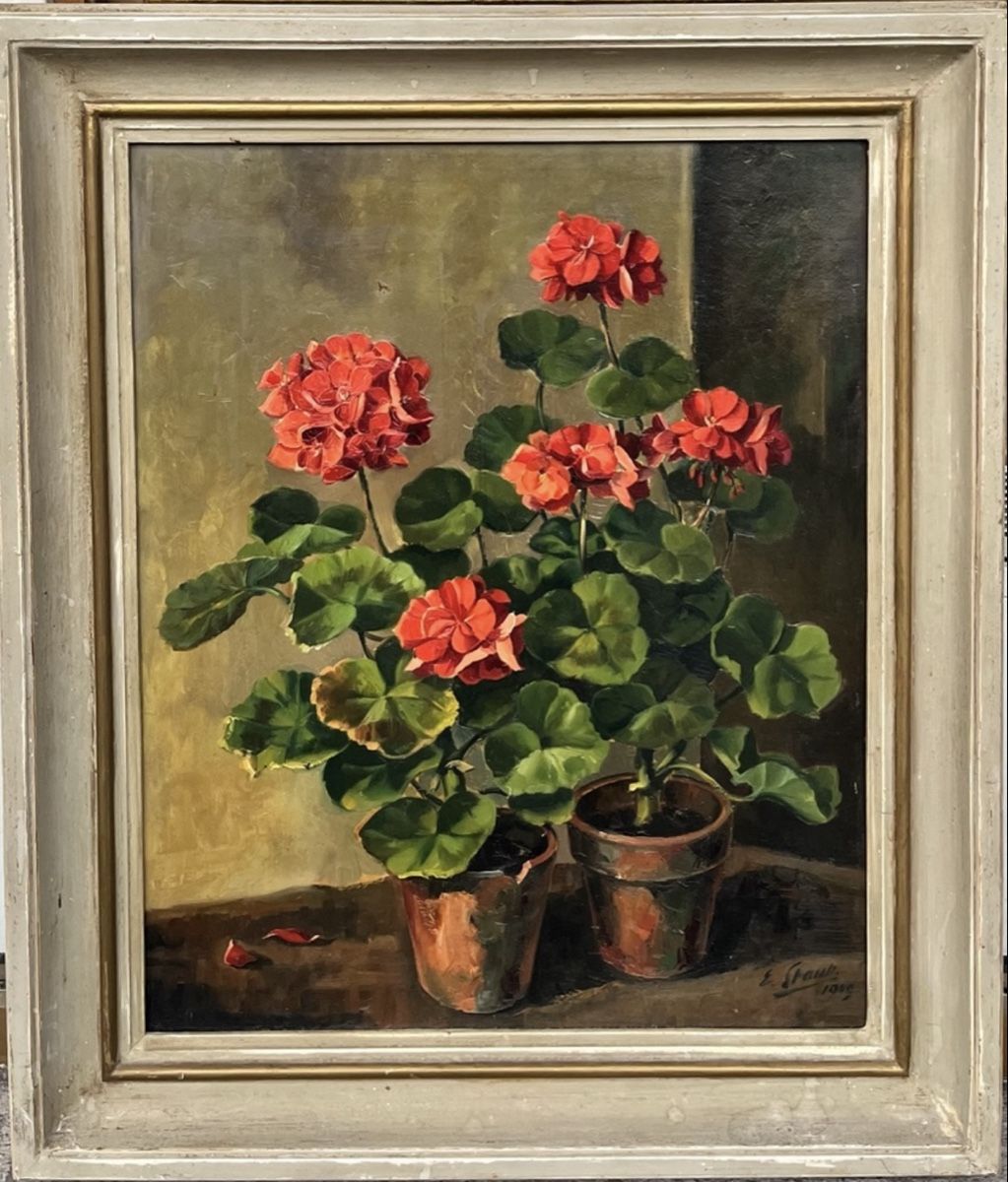 Gemälde: Ernest STAUB (1896-1983) | Huile Géranium – Gebraucht aus Gampelen von Outbid