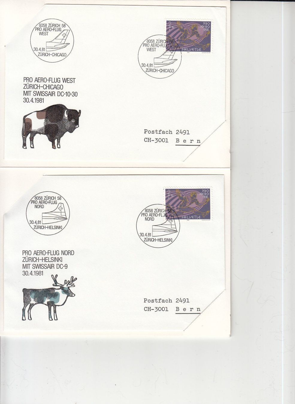 Alle Briefmarken: SBK F48 Flug-Souvenir 1981 – Gebraucht aus Bürglen TG von StampGraf 2