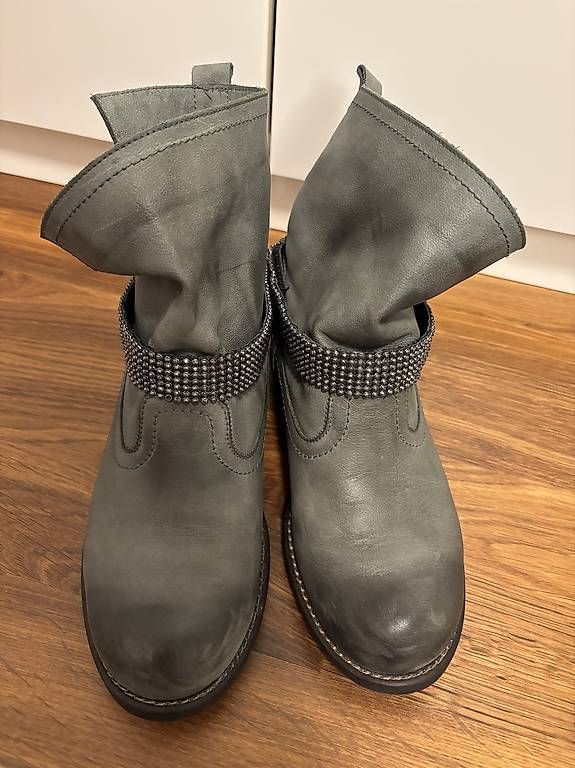 Scarpe da donna: Stiefeletten Grau/Blau aus Leder - Gr. 36 – Usato da Zürich venduto da FedeSara 2