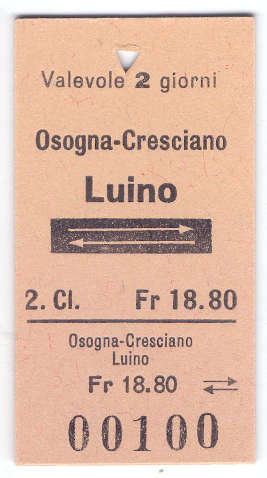 Biglietti: Billette Osogna-Cresciano - Luino – Usato da Langenthal venduto da Sammlungs_aus