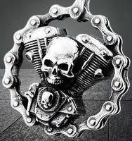 🏍️☠️ Retro Schädel Motor Halskette für Biker ☠️🏍️