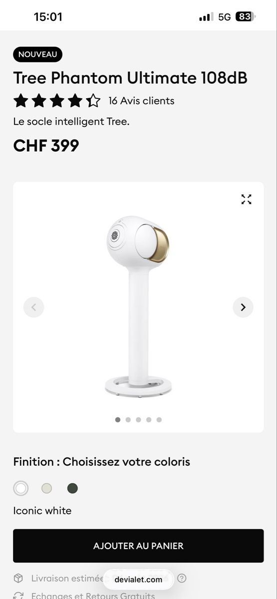 Devialet Casse acustiche: Phantom Devialet 108 db gold stéréo + accessoires  – Usato da Delémont venduto da YBroquet 8