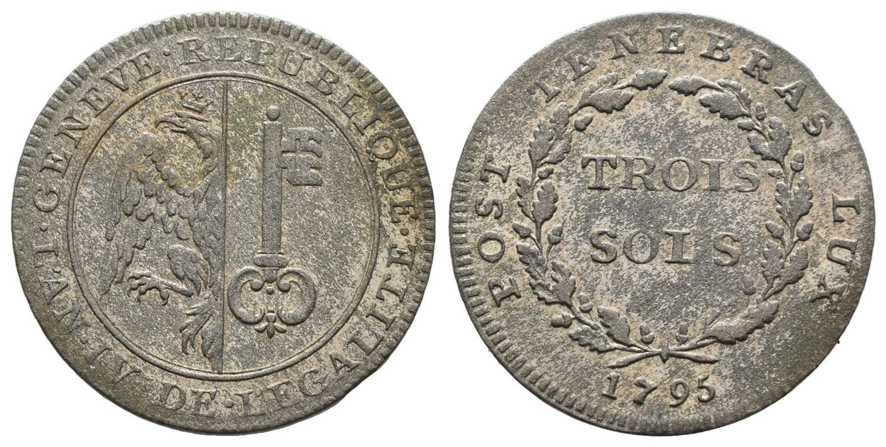Tutti le monete: Genf 3 Sols 1795 , 2-347j /2179/ – Usato da Trimbach venduto da Solothurn1