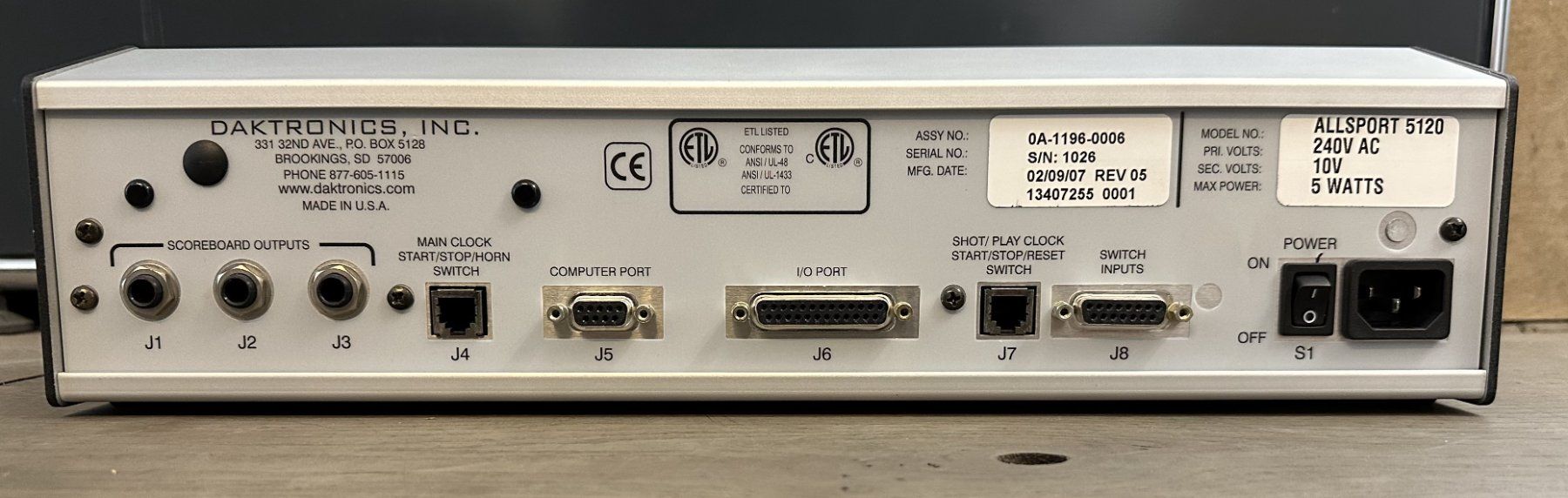 Componenti elettronici: Daktronics Bedienpanel Allsport 5120 – Usato da Rüti ZH venduto da Philippek 3