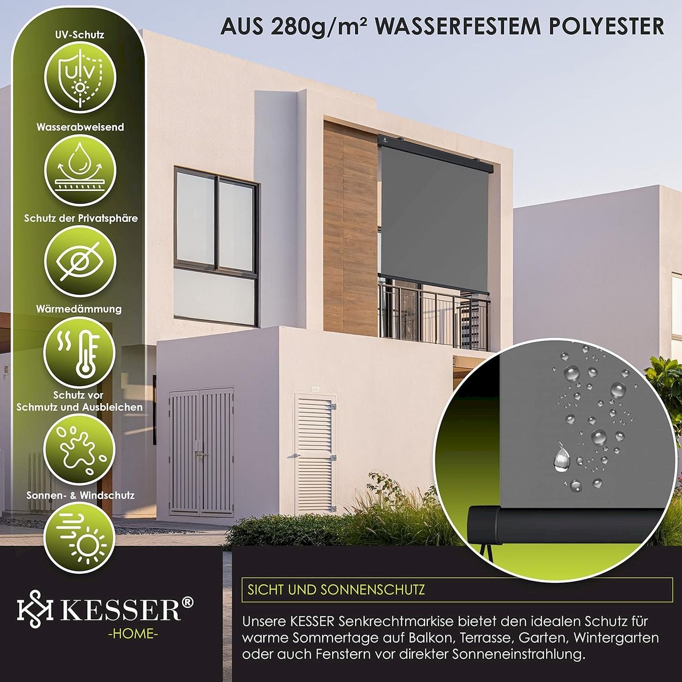 Markisen: Aussen-Senkrechtmarkise 200x250 grau – Neu und originalverpackt aus Bottighofen von zaap 5