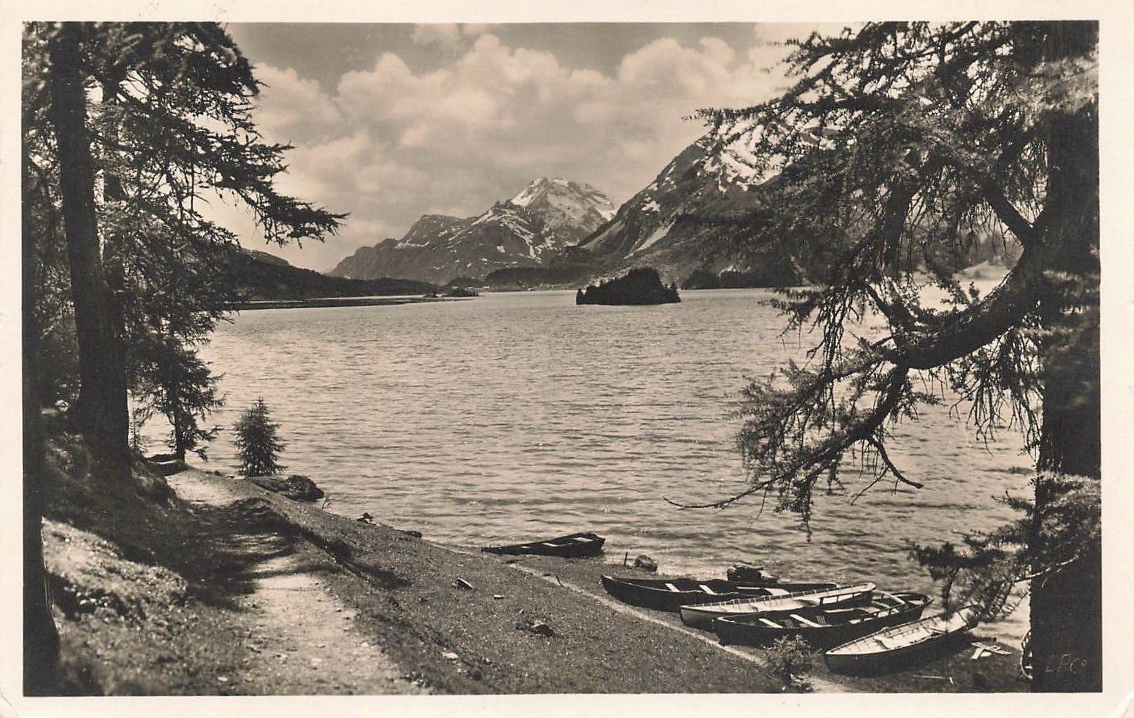 Cartoline postali: Sils im Engadin (GR) Silsersee mit Bergen – Usato da Biasca venduto da Blenio71