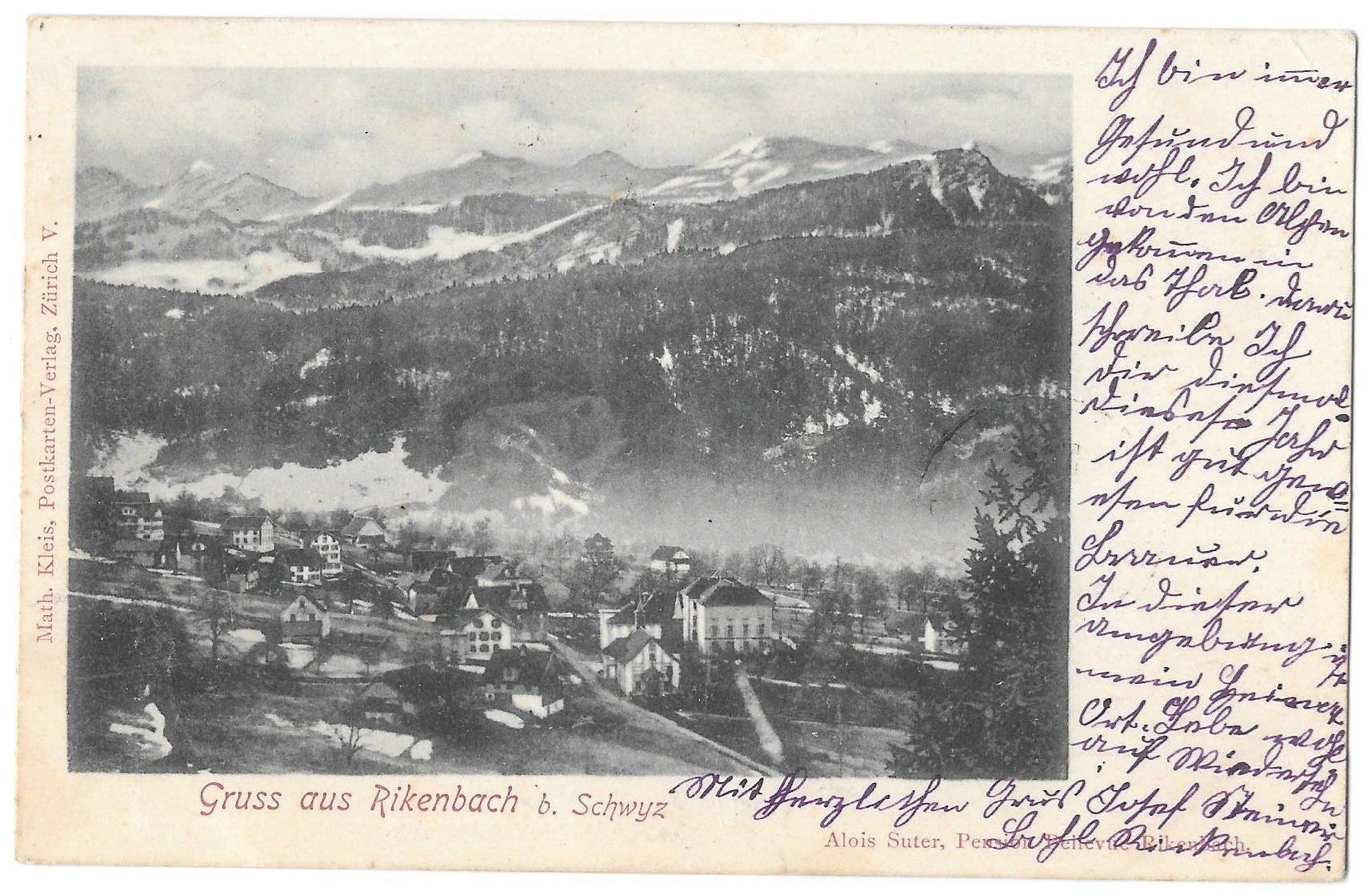 Cartoline postali: Rickenbach bei Schwyz Dorfansicht – Usato da Olten venduto da clotaldi