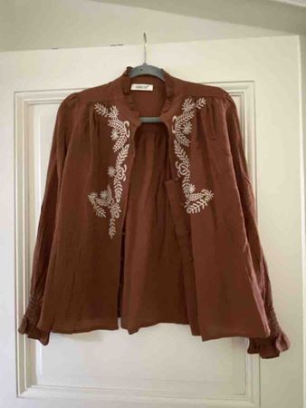 Bluse Amelia braun mit Stickerei neuwertiger Zustand