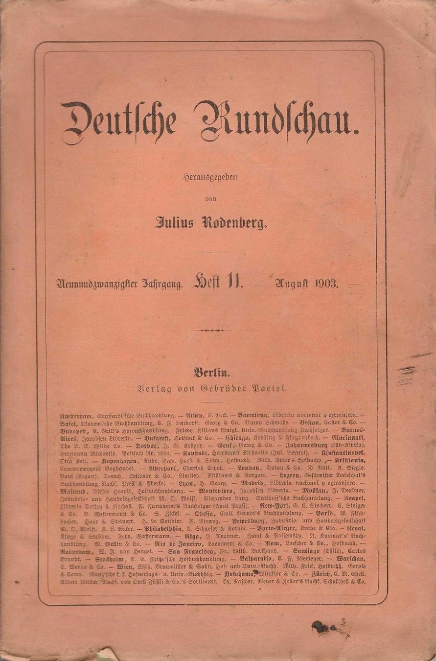 Libri: Deutsche Rundschau, August 1903 – Usato da Flims - Dorf venduto da Stagediver