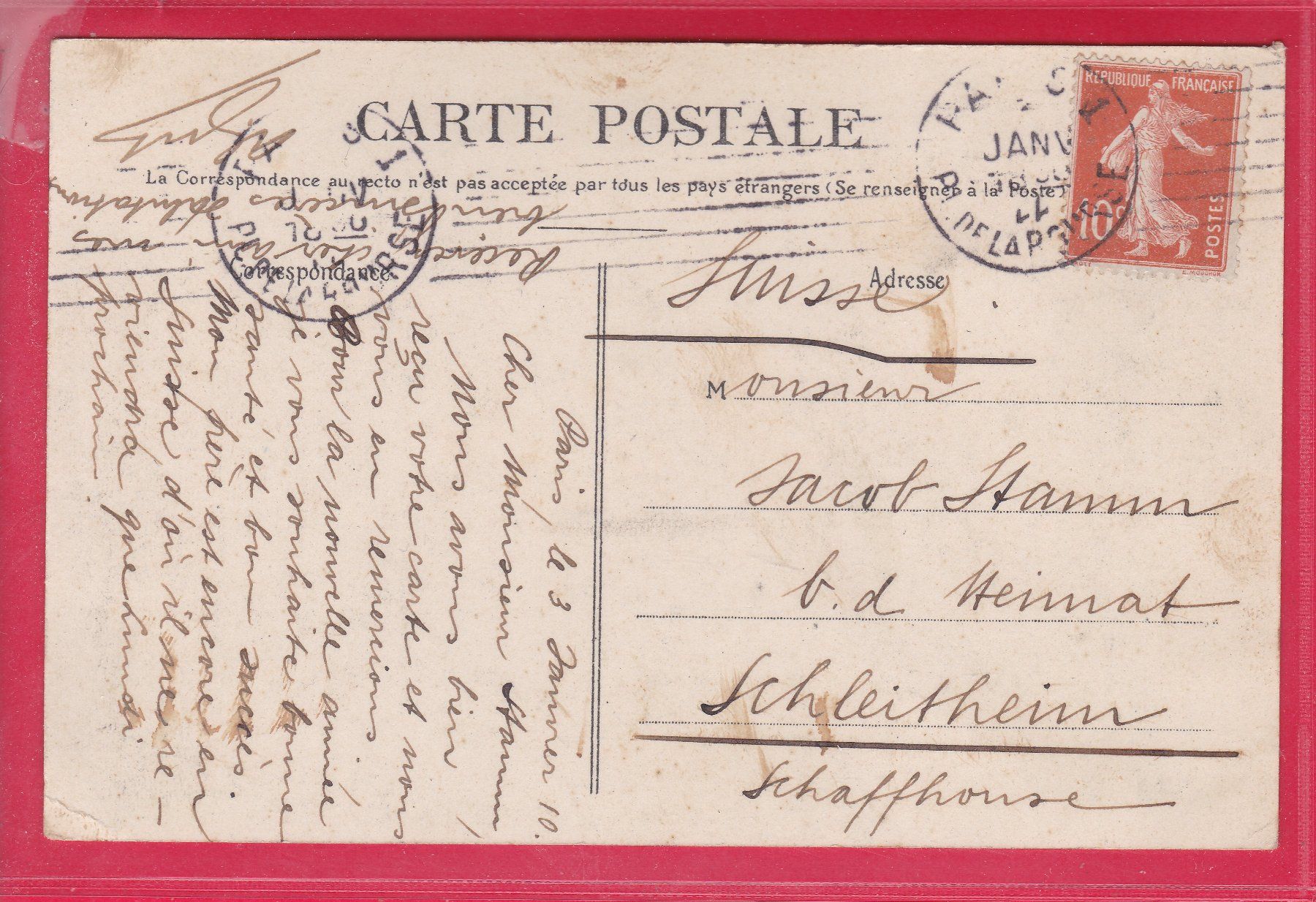 Cartoline postali: PARIS, BOULEVARD SAINT-MICHEL, 3.1.1910 – Usato da Oberrieden venduto da Gebirgsstelze 1