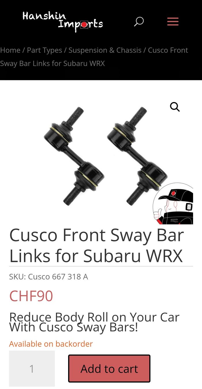 Subaru Tutti pezzi di ricambio auto: Biellettes renforcées Cusco Subaru Impreza  – Nuovo e nell'imballaggio originale da Arveyes venduto da villarscars 1