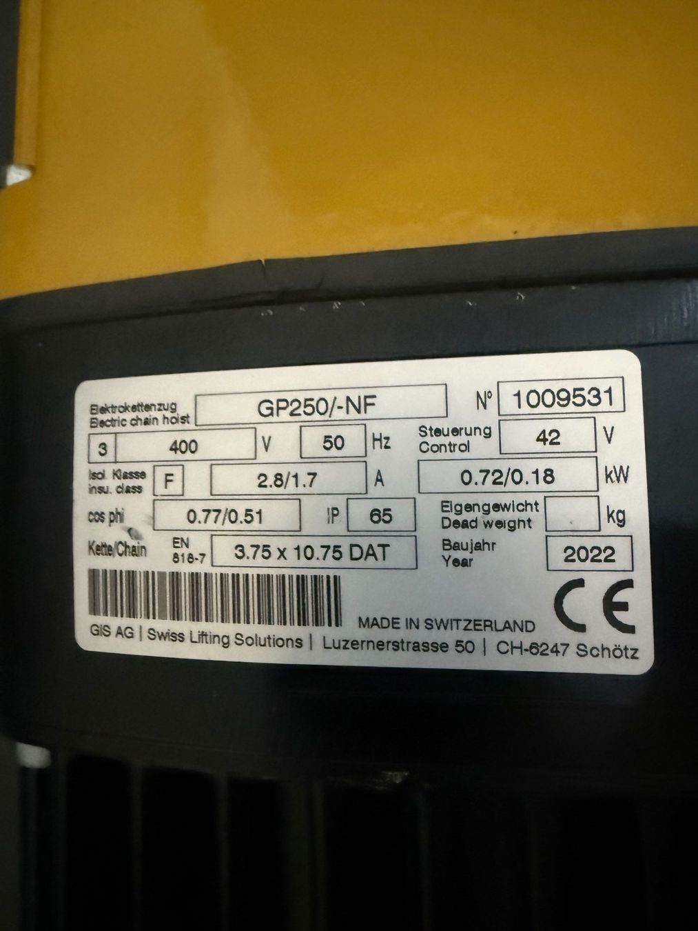 Paranco multiuso: Elektrokettenzug GIS – Usato da Hergiswil NW venduto da Spr7 3