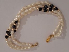 Onyx Süsswasser Perlenarmband