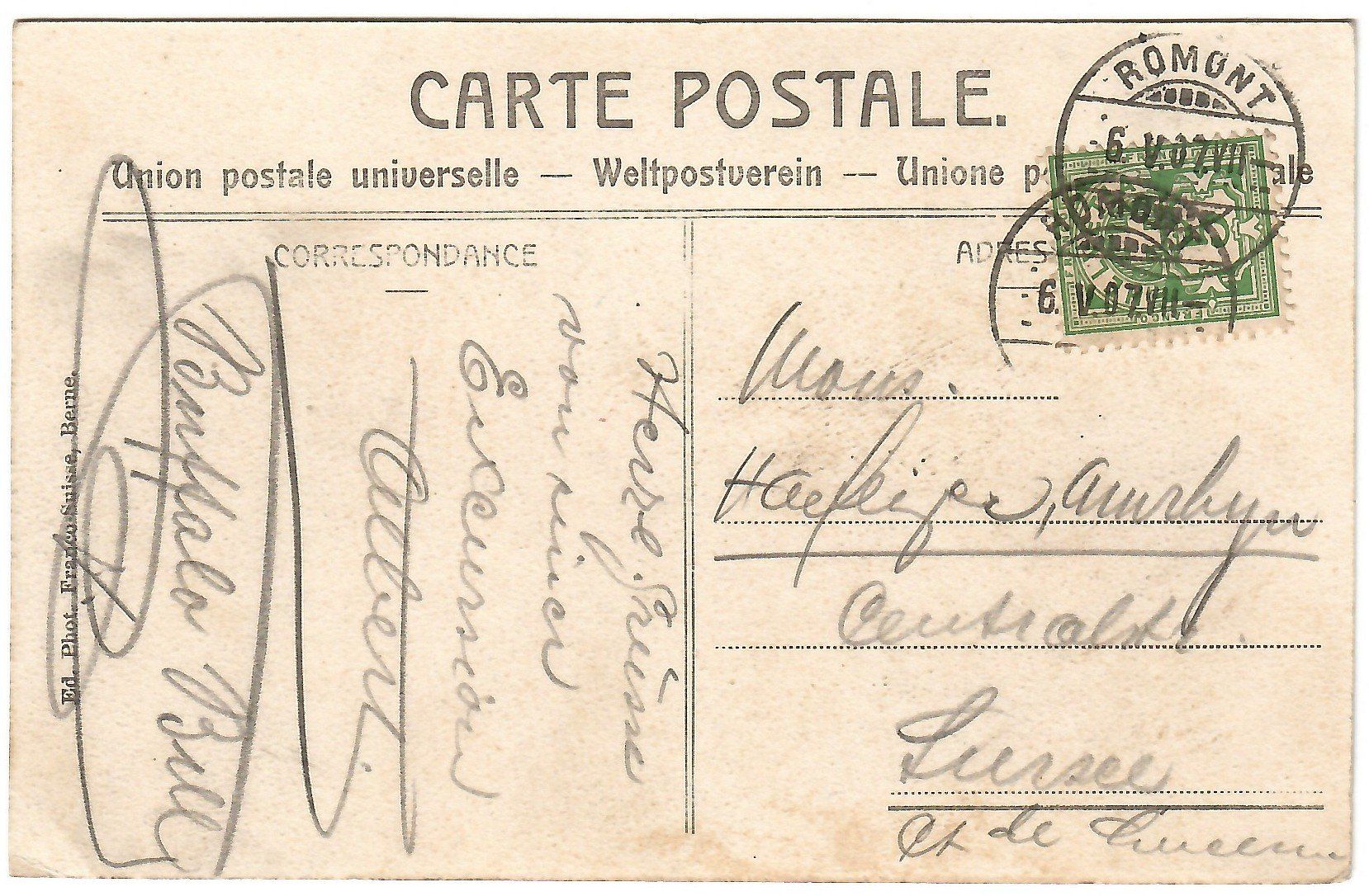 Cartoline postali: Ansichtskarte  Romont,  Kirche und Markt – Usato da Kerns venduto da etma3 1