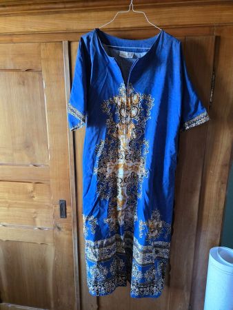 tolles blaues Batik Sommer Gewand Kleid