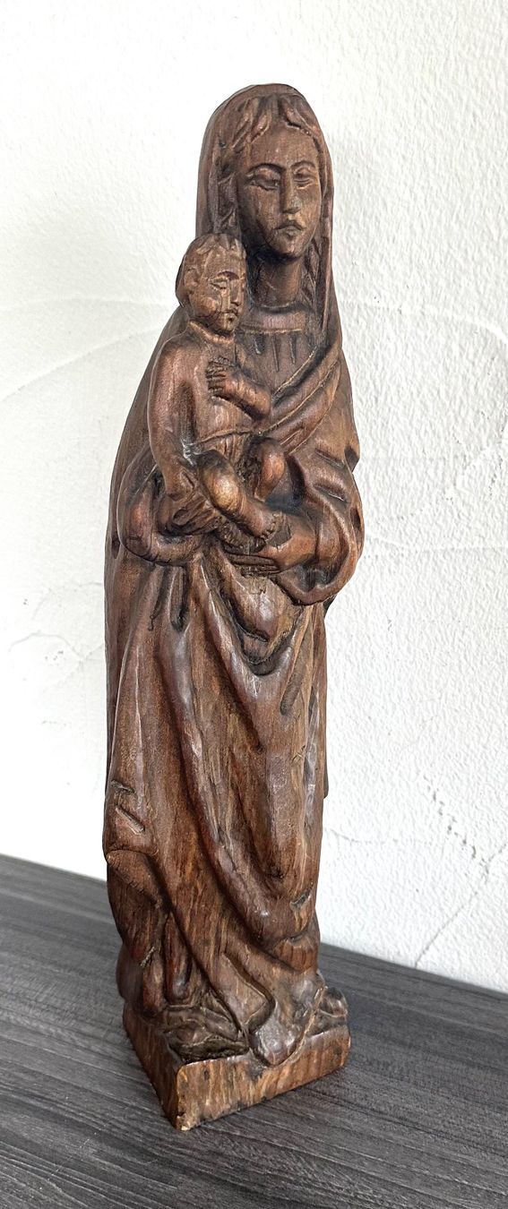 Statuette: Madonna / Maria mit Kind Holzfigur  44 cm – Usato da Zürich venduto da brazerola