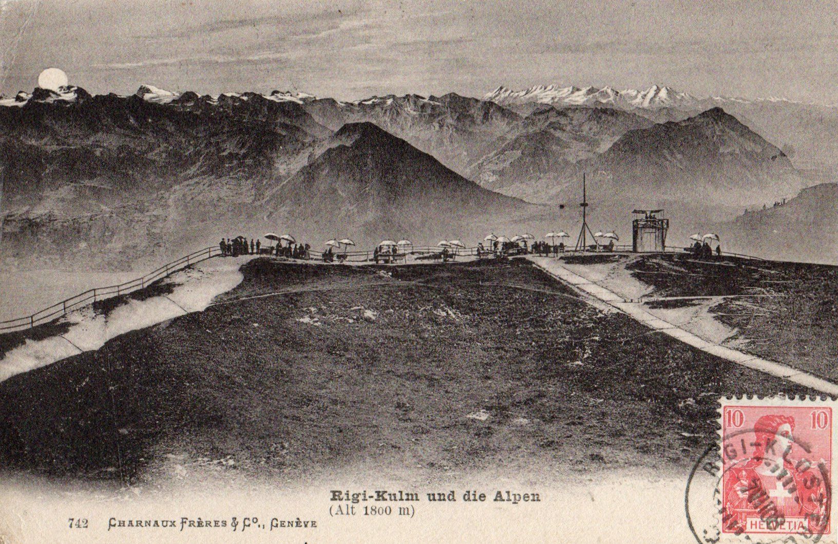 Cartoline postali: Rigi-Kulm und die Alpen – Usato da Melano venduto da pisonsdro