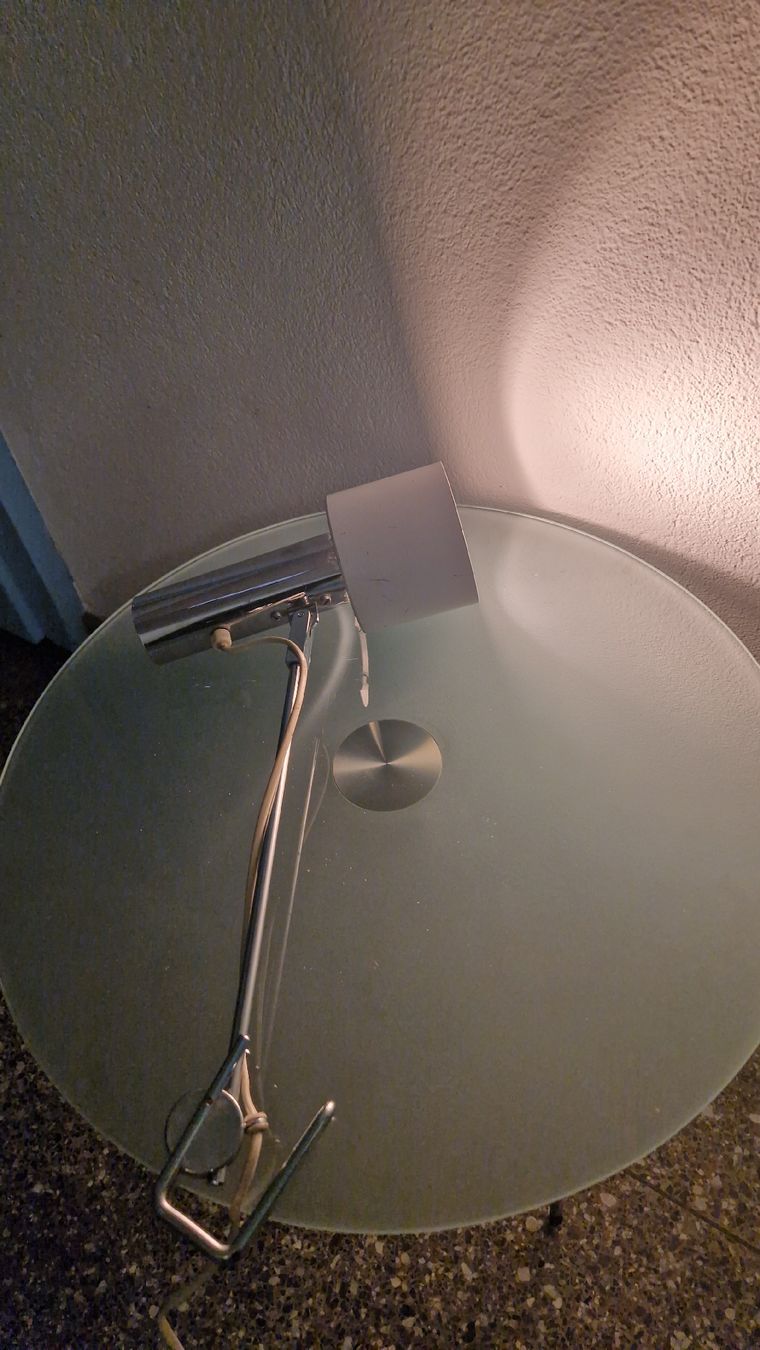 Lampade: Retro Tischlampe Chrom/Weiss – Usato da Zürich venduto da anna.caterina