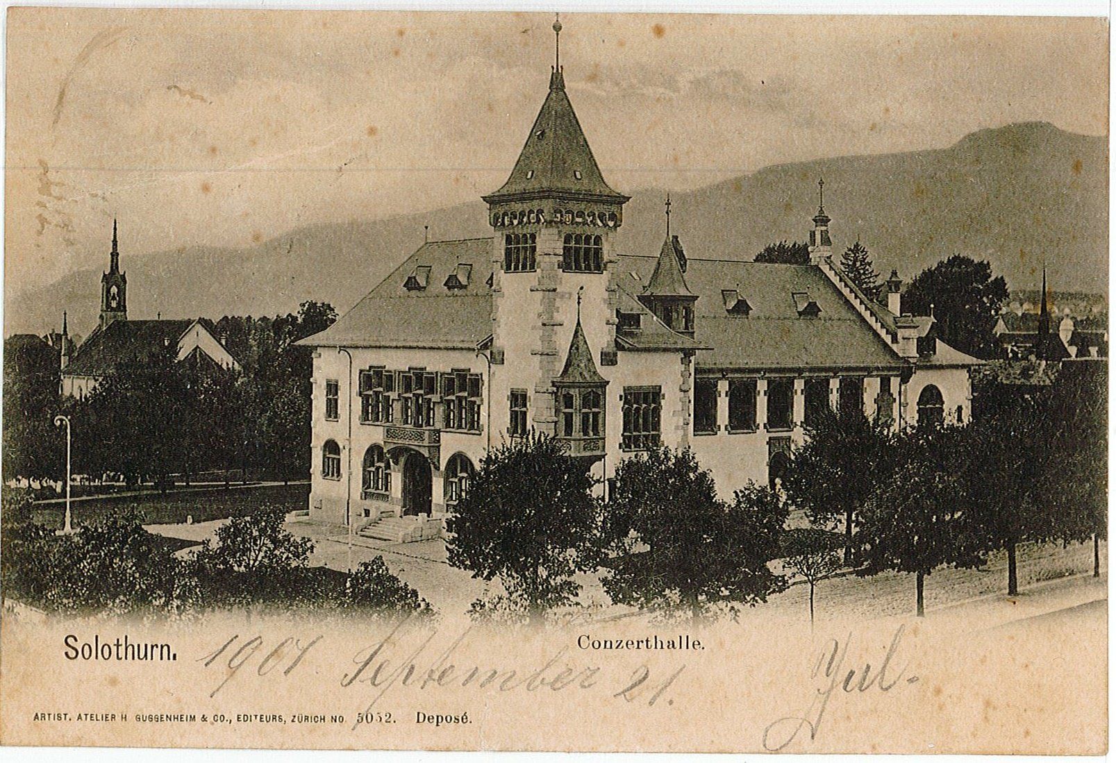 Cartoline postali: SO 95 SOLOTHURN Concerthalle 1901 – Usato da Fribourg venduto da philafri