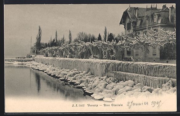 Cartoline postali: AK Versoix, Bise Glaciale – Usato da Berlin venduto da bartko-reher