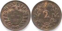 Schweiz 2 Rappen 1913 Bronze ERHALTUNG! unz-