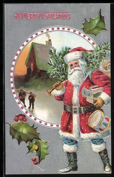 Cartoline postali: Präge-AK Weihnachtsmann mit Musikinstru – Usato da Berlin venduto da bartko-reher