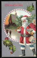 Präge-AK Weihnachtsmann mit Musikinstru