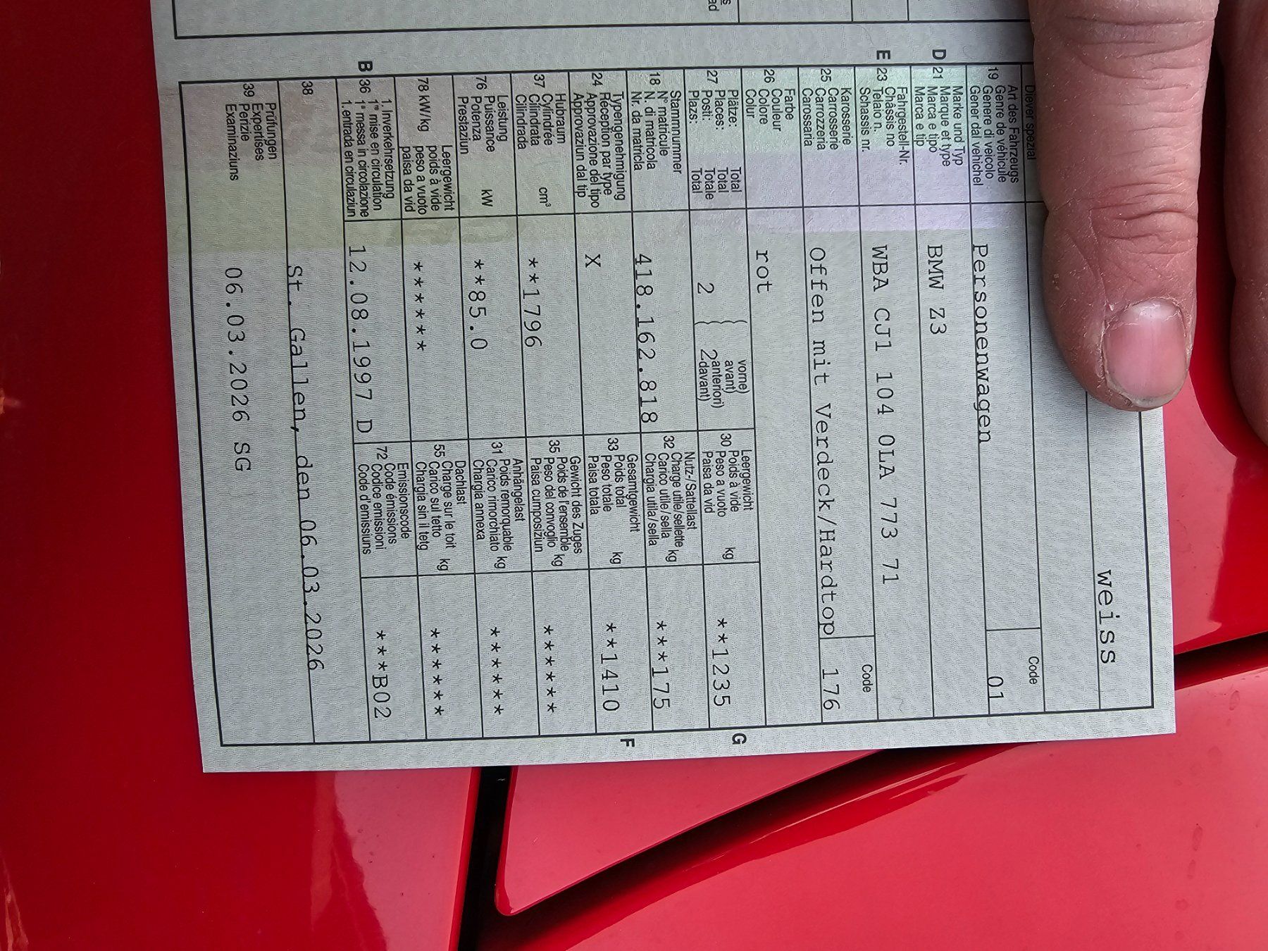 BMW Automobili: BMW Z3 Roadster – Usato da Hinterforst venduto da Hardi1987 9