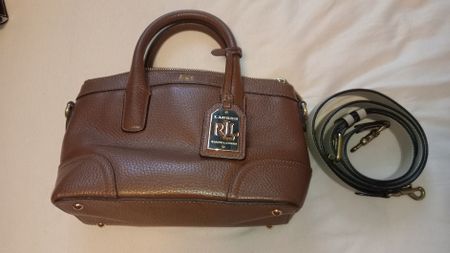 Lauren Ralph Lauren Handtasche Leder braun mit Umhängegurt