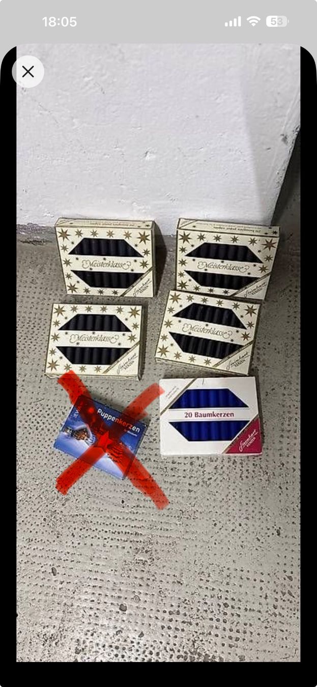 Candele: 100 Stk Baumkerzen Kerze  schwarz  blau – Nuovo e nell'imballaggio originale da Basel venduto da Joshy03