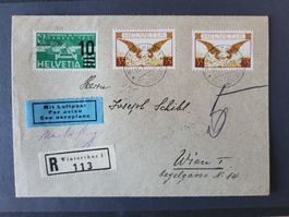 1937, Flugpost Brief von Wiesendangen nach Wien
