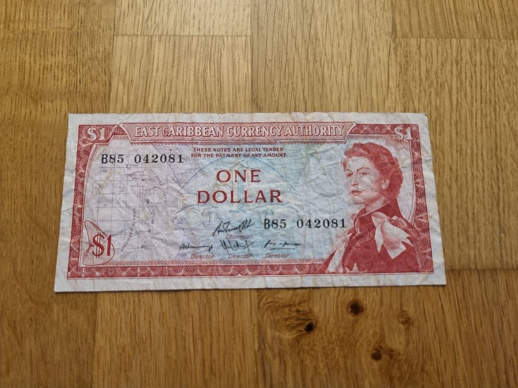 Banconote: Banknote East Caribbean Authority - 1 Dollar – Usato da Mels venduto da Goldenfalcon 1
