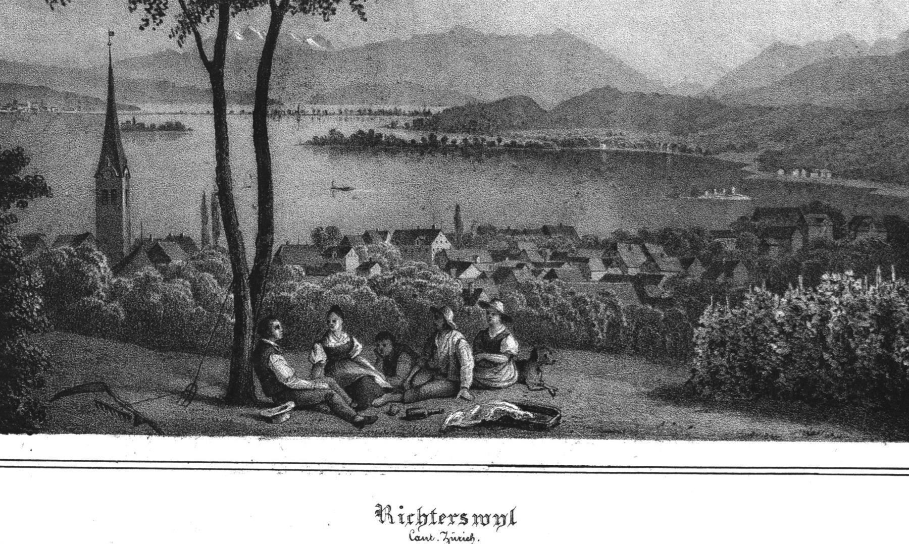 Incisioni: Richterswil  Lithographie 1838 – Usato da Rafz venduto da Helvet32 1
