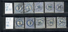 1878: Nr. 3-7IIN+ K Portomarken   gestempelt.