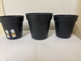 3 Stk. Elho Blumentöpfe Provence, Schwarz, Top Zustand! Neu
