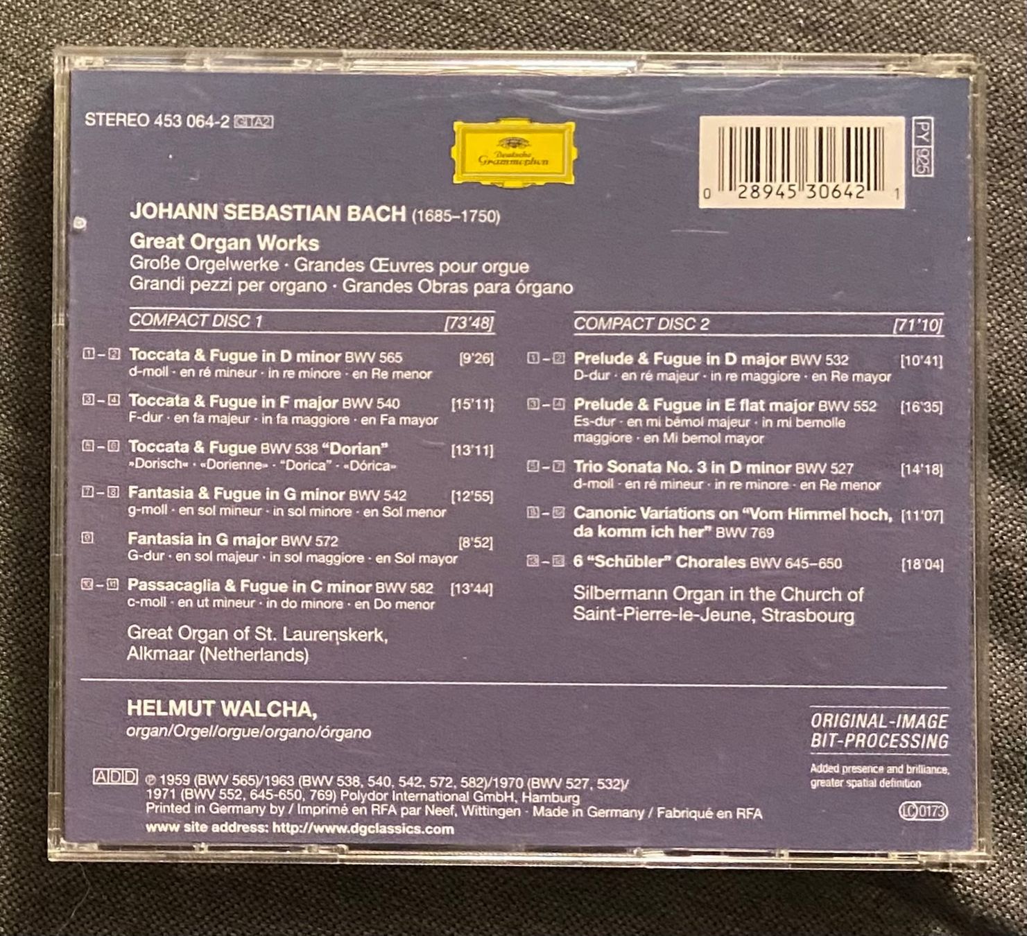 CDs: 2 CDs • J. S. Bach - Berühmte Orgelwerke • HELMUT WALCHA – Gebraucht aus Luzern von Lycka 1