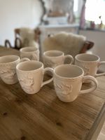 6 edle Tassen mit Hirschmotiv, Winterzeit, neuwertig
