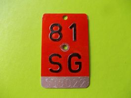 Velonummer / Fahrradnummer  SG 81