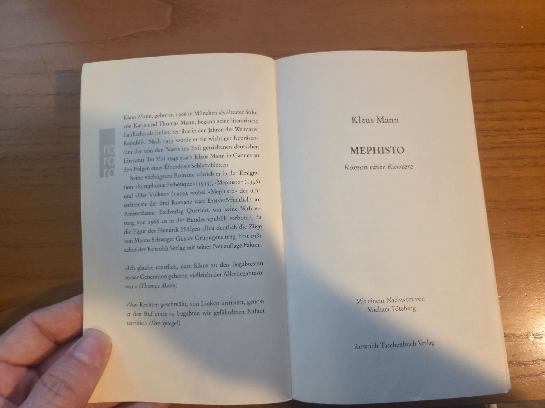 Libri: Klaus Mann: Mephisto, Rowohlt 2019 – Usato da Aldesago venduto da lusuardi 4