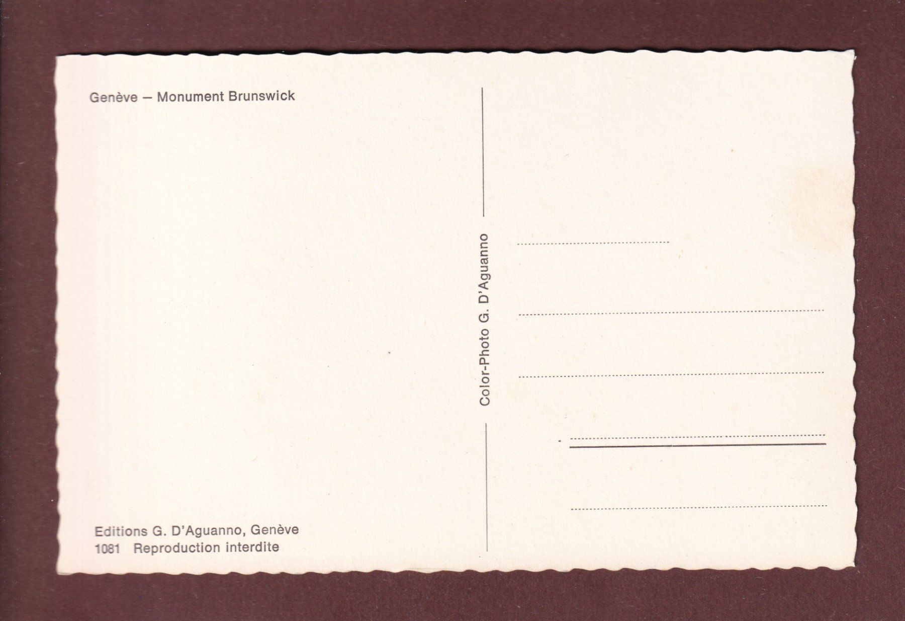 Ansichtskarten: GENEVE - Monument Brunswick – Gebraucht aus Pully von nicecards-shop 1