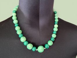 Unikat 💎 Neue Kette mit Malachit und antiker Glaspaste