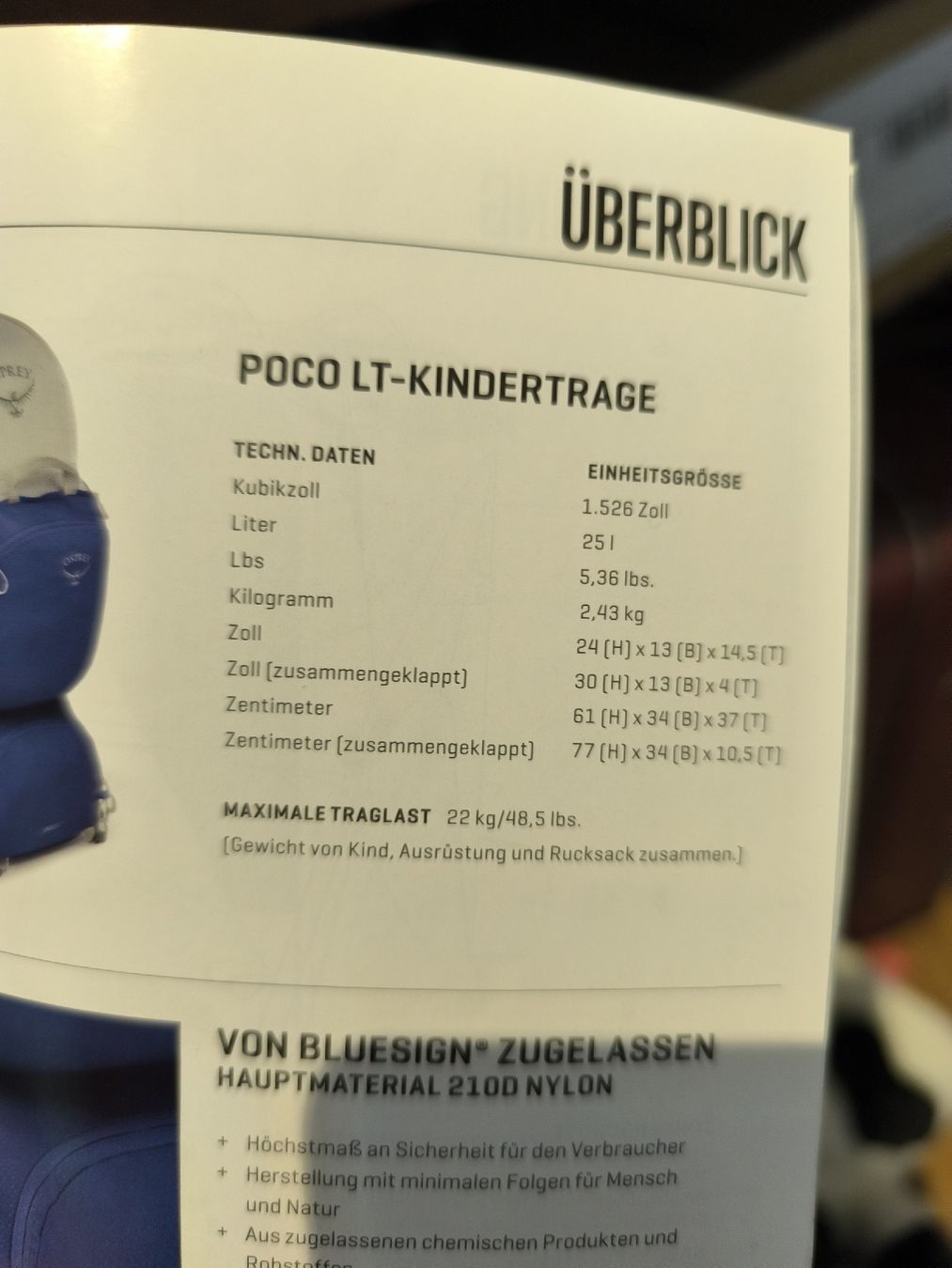 Osprey Marsupi portabebè: Kinder Trage Kraxe Osprey Neu POCO LT – Nuovo (secondo la descrizione) da Safenwil venduto da onlinesportshop 5