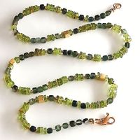 Turmalin Peridot Halskette - Wickelarmband Unikat vergoldet