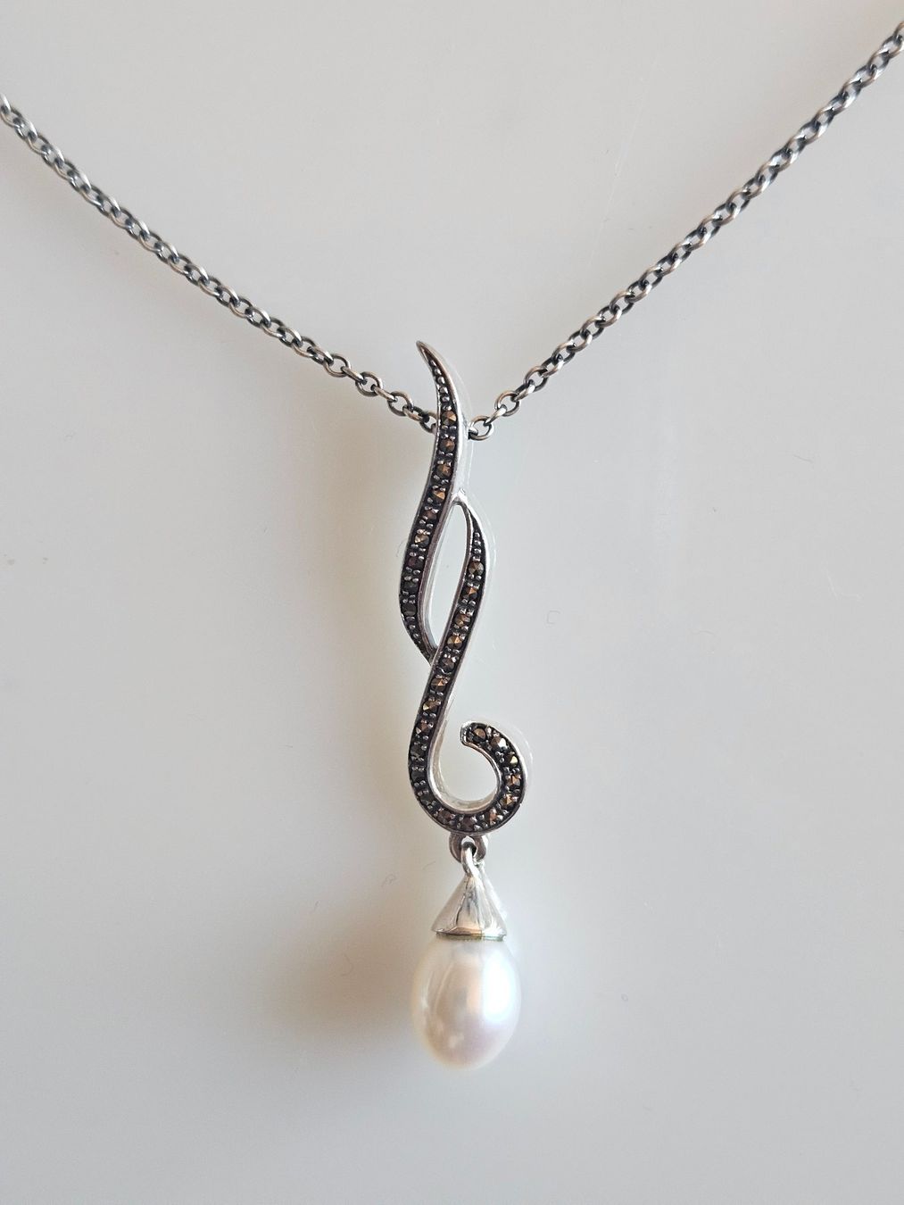 Catenine: Silber Kette mit Perle – Nuovo (secondo la descrizione) da Winterthur venduto da ste_tcx5
