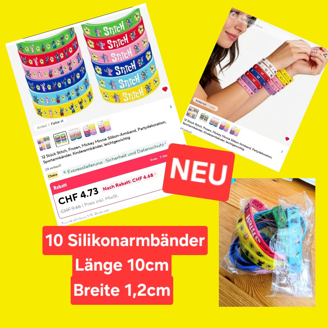 Bracciali & Braccialetti: Silikonarmbänder NEU 10 Stk. – Nuovo e nell'imballaggio originale da St.Gallen venduto da Kristal54