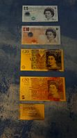 Banknoten England Englische Pfund vergoldet 4 Stück