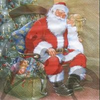 Serviette weihnachtsmann mit mädchen (w188)