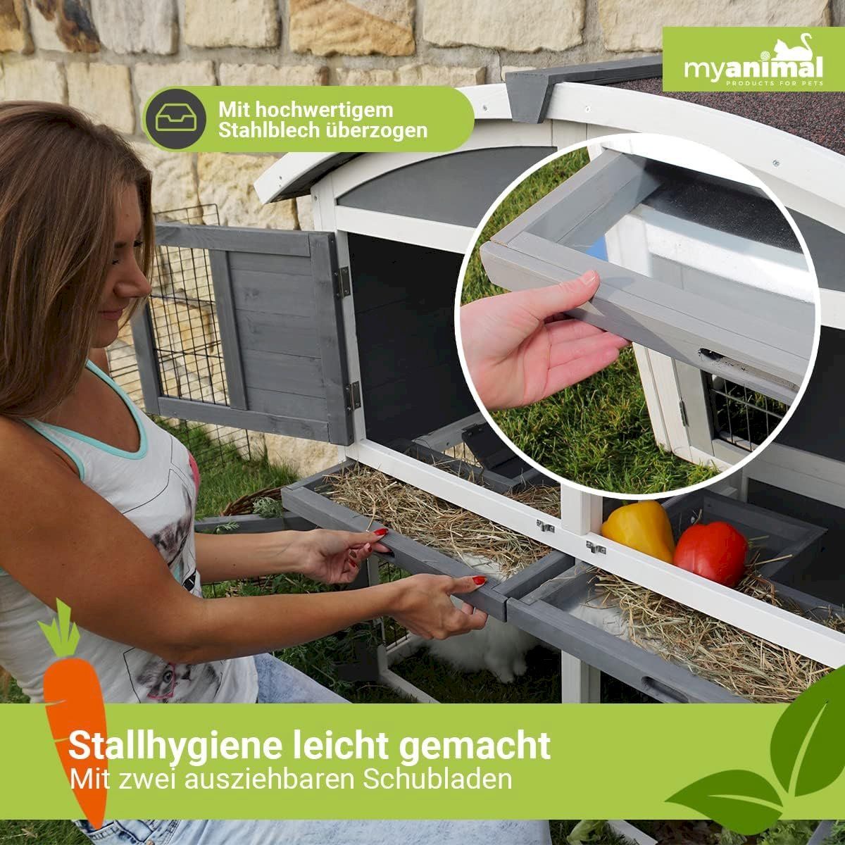 Käfige, Transport & Sicherheit: Hasenstall 2-stöckig Grau 118x55x105cm – Neu und originalverpackt aus Bottighofen von zaap 3